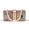 LEVEL 107 Money Bag Metal Ladies Dollar Handbag For Women Dinner Party Luxury Handbag